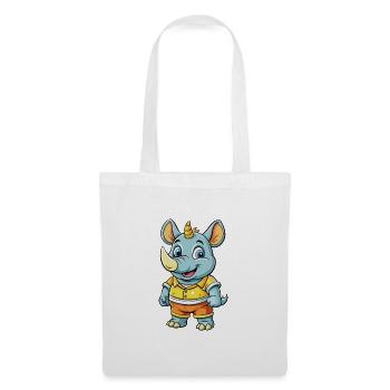 rhinocéros mignon personnage de dessin animé kawaii clipart - Sac en tissu - blanc - Devant