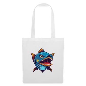 Barracuda Coloré Kawaii Dessin Animé Personnage Animal de compagnie - Sac en tissu - blanc - Devant
