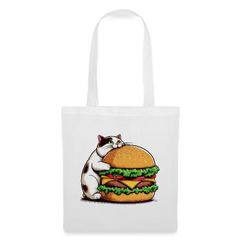 Chat gourmand et hamburger - Sac en tissu - blanc - Devant