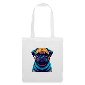 Pug Dog Colorful Kawaii Cartoon Character Clipart - Tote Bag - white - Front