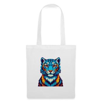 Léopard des neiges coloré Kawaii dessin animé Personnage Animal de compagnie - Sac en tissu - blanc - Devant