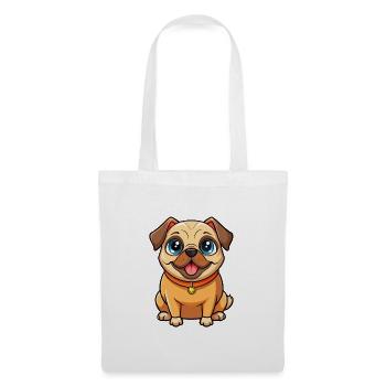 Pug Dog Cute Cartoon Character Kawaii Clipart - Tote Bag - white - Front