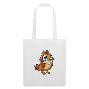 Spatz Niedliche Zeichentrickfigur Kawaii Clipart - Stoffbeutel - Weiß - Vorne