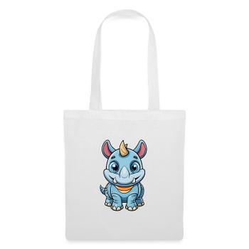 rhinocéros mignon personnage de dessin animé Kawaii Clipart - Sac en tissu - blanc - Devant