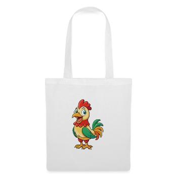 Hahn Niedliche Zeichentrickfigur Kawaii Clipart - Stoffbeutel - Weiß - Vorne