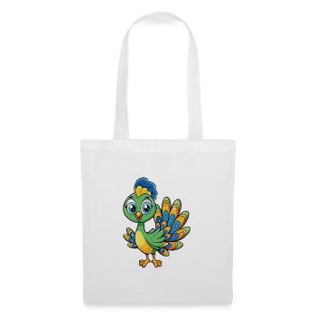Peacock Cute Cartoon Character Kawaii Clipart - Tote Bag - white - Front