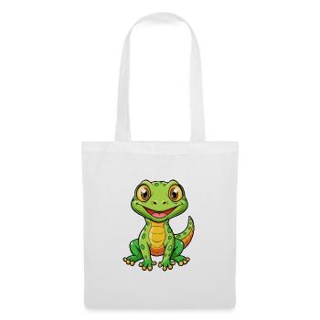 Eidechse Niedliche Zeichentrickfigur Kawaii Clipart - Stoffbeutel - Weiß - Vorne