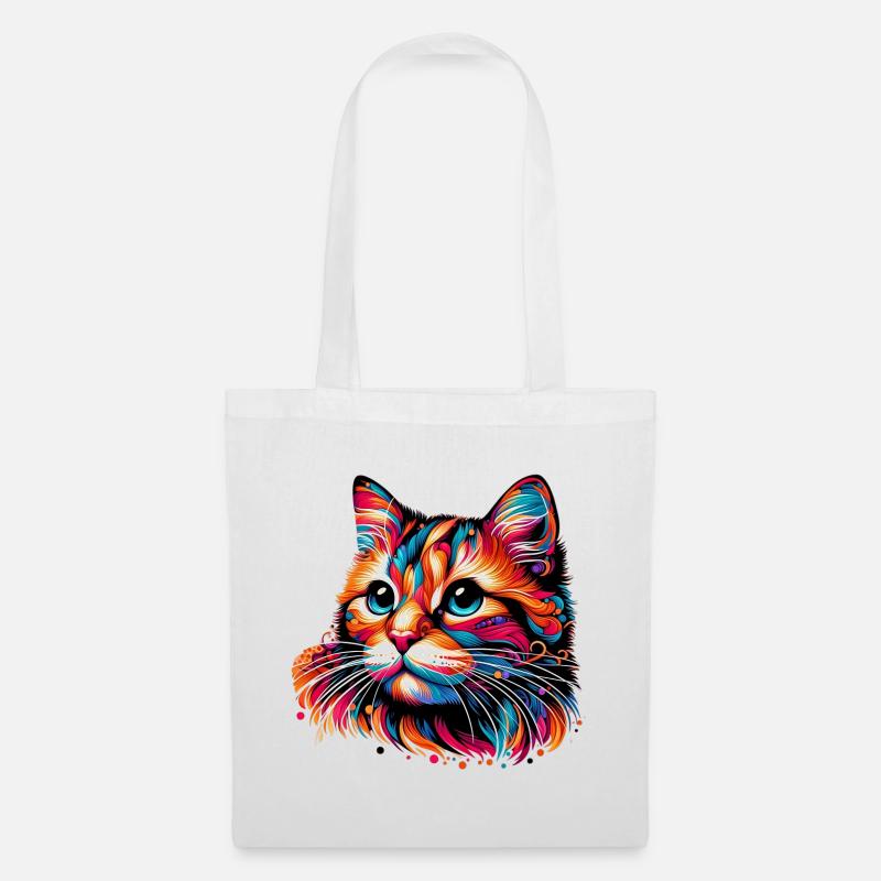 Katze - Stoffbeutel - Weiß
