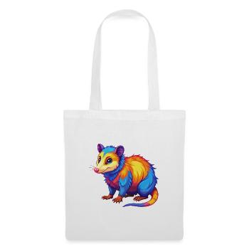 Opossum coloré Kawaii dessin animé Personnage Clipart - Sac en tissu - blanc - Devant