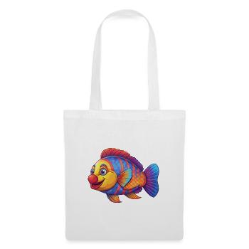 Clown Lippfisch Buntes Kawaii Cartoon Meerestier - Stoffbeutel - Weiß - Vorne