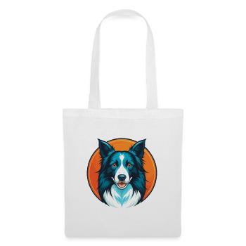 Border Collie Hund Niedliches Kawaii Cartoon Tier Logo - Stoffbeutel - Weiß - Vorne