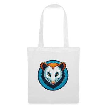 Opossum mignon drôle Kawaii dessin animé animal de compagnie logo - Sac en tissu - blanc - Devant