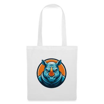 Rhino Niedlich Kawaii Cartoon Clipart Tier Haustier Logo - Stoffbeutel - Weiß - Vorne