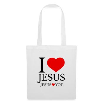 Ich liebe Jesus und Jesus liebt dich - Stoffbeutel - Weiß - Vorne