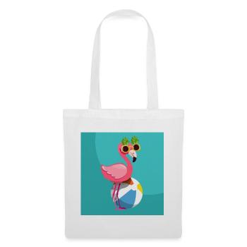 Flamingo, his balloon and his pineapple glasses - Tote Bag - white - Front