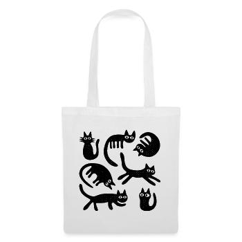 Sept chats chanceux L Noir - Sac en tissu - blanc - Devant