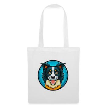 Border Collie Hund Bunte Kawaii Cartoon Clipart - Stoffbeutel - Weiß - Vorne
