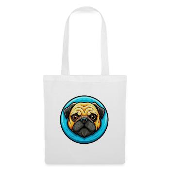 Carlin chien coloré Kawaii dessin animé Personnage Clipart - Sac en tissu - blanc - Devant