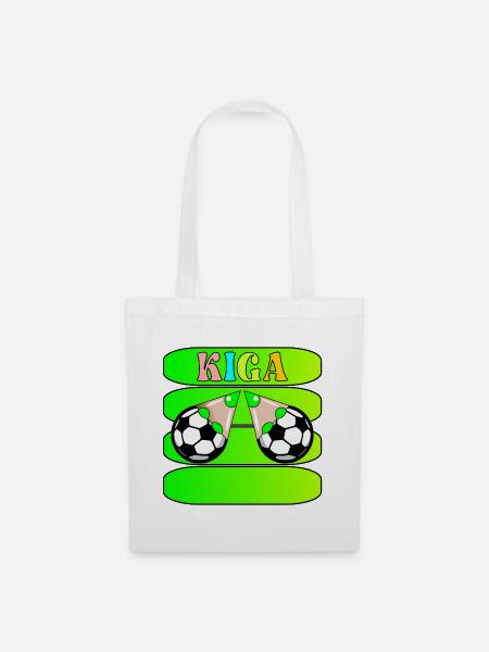 KINDERGARTENKINDER NAMENSSCHILD KIGA FUßBALL - Stoffbeutel - Weiß