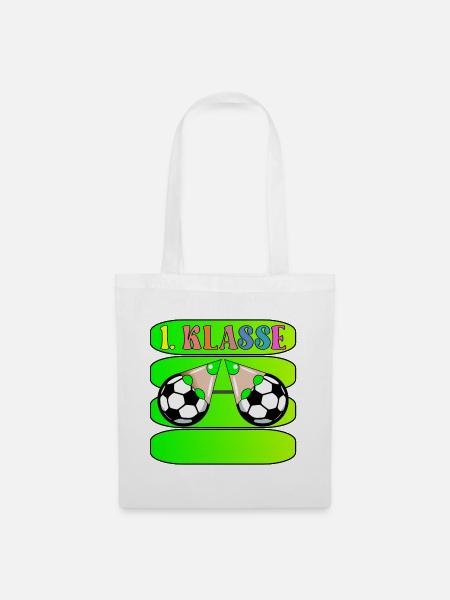 1. Klasse Schulanfang Fußball - Stoffbeutel - Weiß