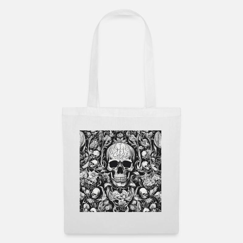Floral Skull Symphony - Stoffbeutel - Weiß
