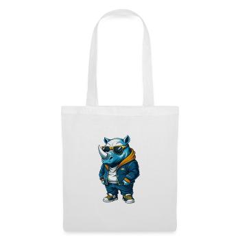 Rhino Cool Cartoon Character Kawaii Clipart - Tote Bag - white - Front