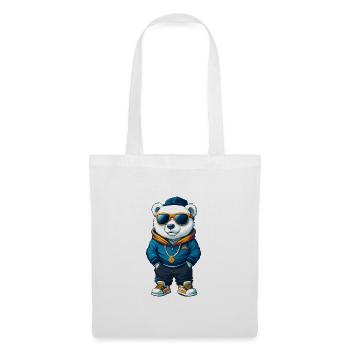 ours polaire cool personnage de dessin animé kawaii clipart - Sac en tissu - blanc - Devant