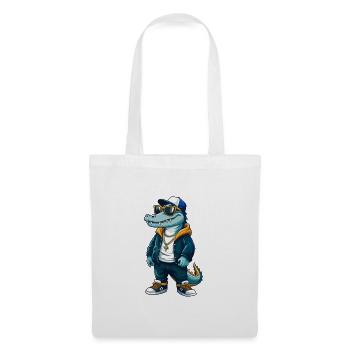 crocodile cool personnage de dessin animé Kawaii Clipart - Sac en tissu - blanc - Devant