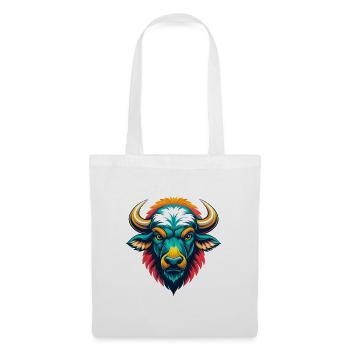 Buffalo Cute Kawaii Cartoon Clipart Animal Face - Tote Bag - white - Front