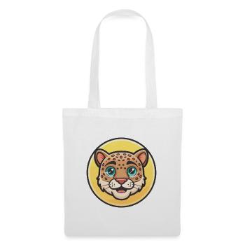 Léopard Kawaii Dessin animé Personnage Animal Visage D’animal - Sac en tissu - blanc - Devant