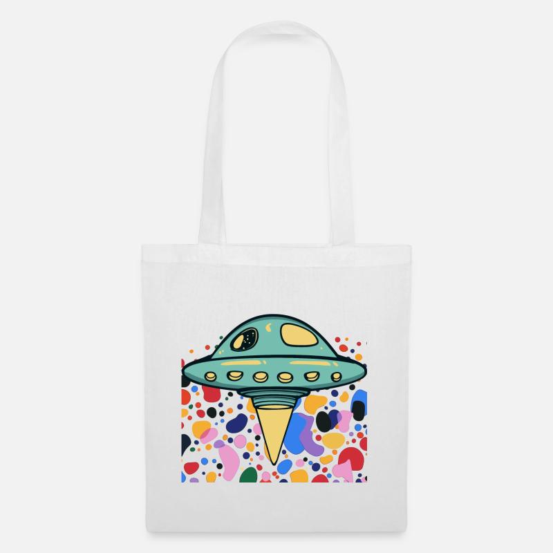 UFO Scifi Raumschiff - Stoffbeutel - Weiß