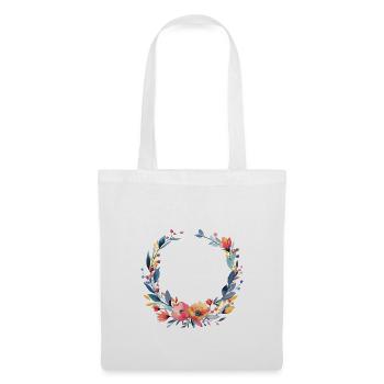 Colorful, flower wreath, customizable - Tote Bag - white - Front