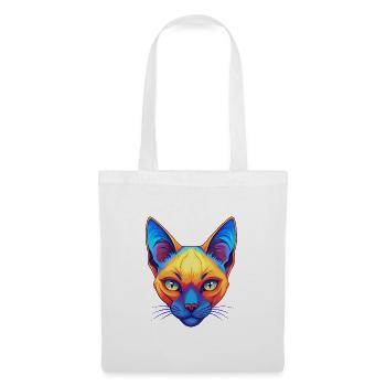 Chat siamois race dessin animé kawaii animal de compagnie - Sac en tissu - blanc - Devant