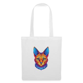 Chat de Savannah, race de chat, dessin animé, animal de compagnie Kawaii - Sac en tissu - blanc - Devant