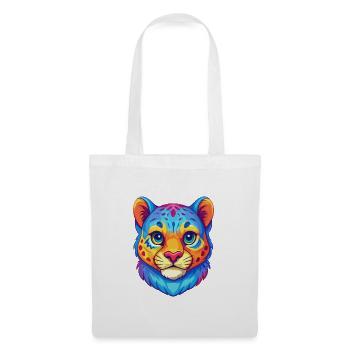 Bébé chat léopard des neiges, dessin animé, animal kawaii - Sac en tissu - blanc - Devant