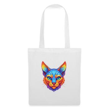 Chat Rex allemand, race de chat, dessin animé, animal de compagnie kawaii - Sac en tissu - blanc - Devant