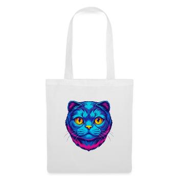 Chat Scottish Fold de race dessin animé kawaii animal de compagnie - Sac en tissu - blanc - Devant