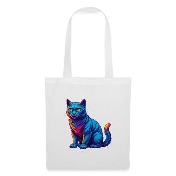 Chat bleu russe race dessin animé Kawaii animal de compagnie - Sac en tissu - blanc - Devant