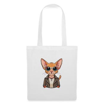 Devon Rex Funny Cartoon Kawaii Veste Lunettes de soleil - Sac en tissu - blanc - Devant