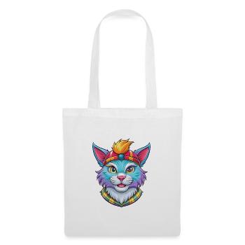 Highlander Katzenrasse Cartoon Kawaii Tier Haustier - Stoffbeutel - Weiß - Vorne