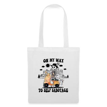 On My Way To Self Sabotage - Skeleton On Scooter - Tote Bag - white - Front