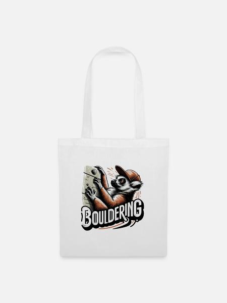 Bouldern Lemur Klettern Geschenk - Stoffbeutel - Weiß