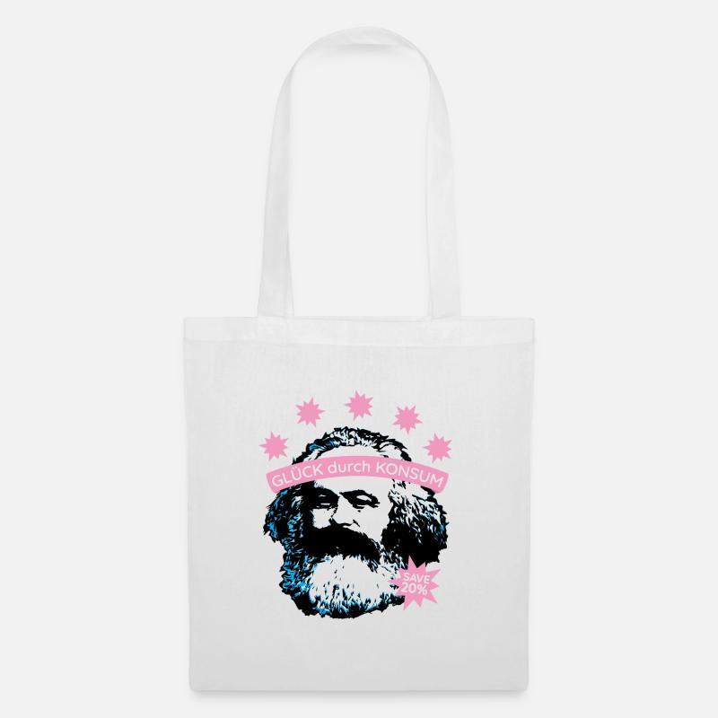 Glück durch Konsum – Bearded Icon - Stoffbeutel - Weiß