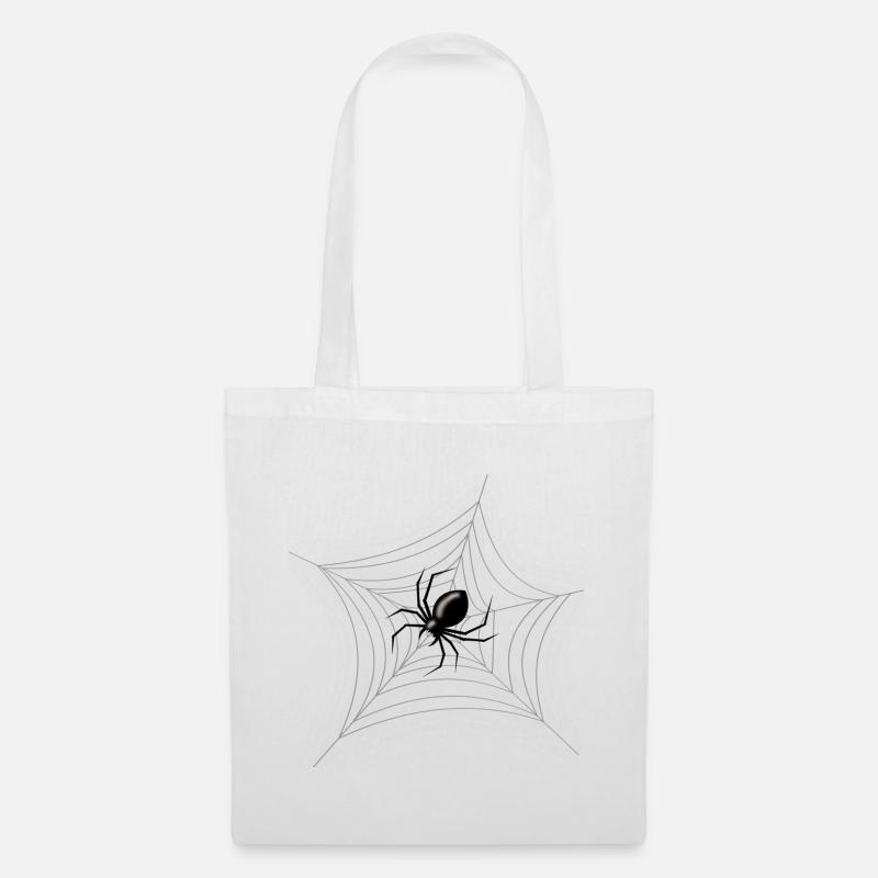 Scary Halloween Spider in its Web - Tote Bag - white