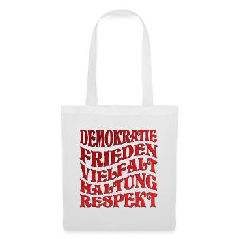 DEMOKRATIE - HALTUNG RESPEKT - Stoffbeutel - Weiß - Vorne