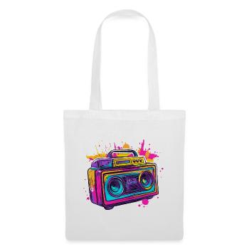 Boom Box Jukebox des années 90 Rétro vintage des années 80 - Sac en tissu - blanc - Devant
