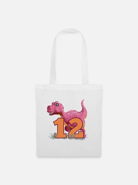 Nr.12 Dino - Stoffbeutel - Weiß