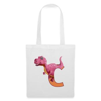 C - DINOSAURIER, Personalisierbar - Stoffbeutel - Weiß - Vorne