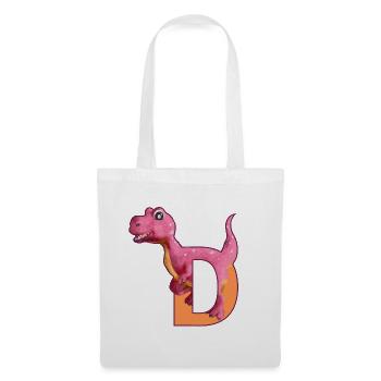 D - DINOSAURIER, Personalisierbar - Stoffbeutel - Weiß - Vorne