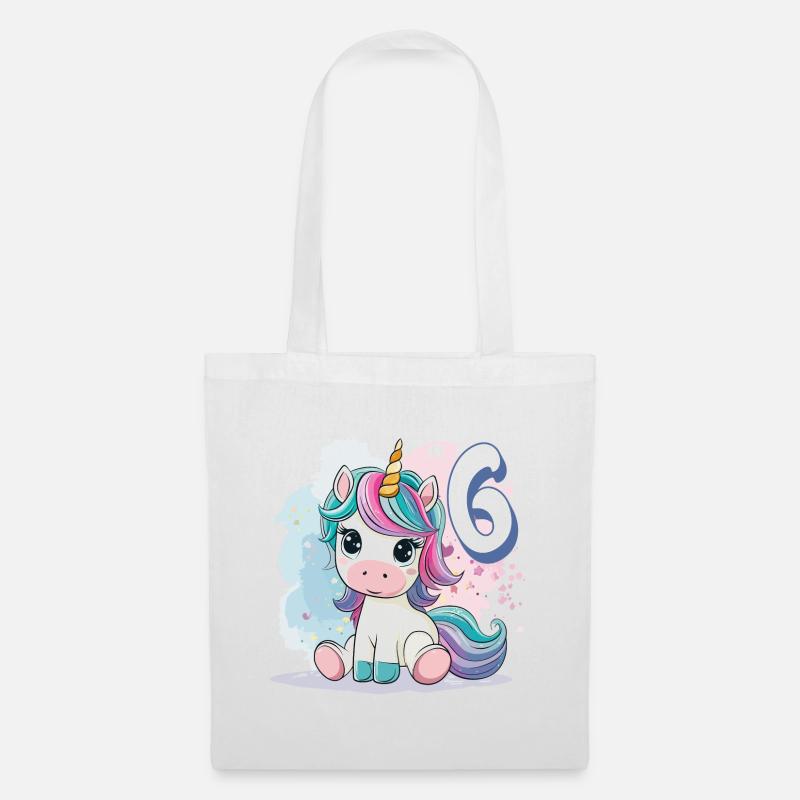6. Geburtstag Einhorn Regenbogen Süß Niedlich - Stoffbeutel - Weiß